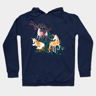 Once Upon a Time- Mystical Woodland with Apple Deers and Orange Unicorns Hoodie